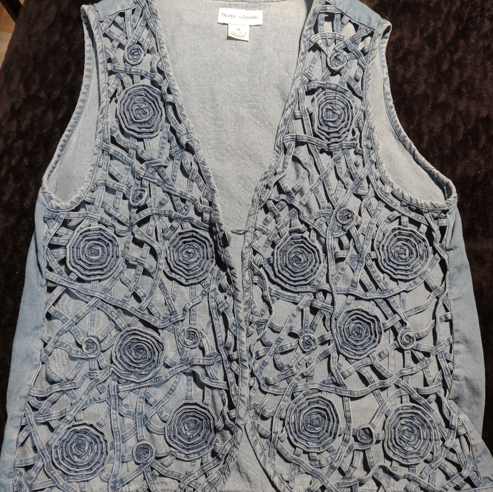 Embroidered Denim Vest